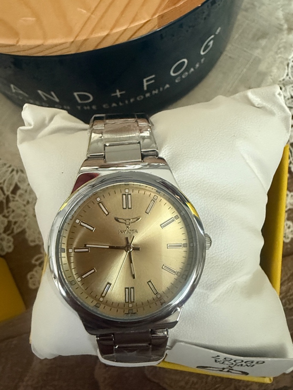 Invicta Silver Bracelet Watch with Gold Dial